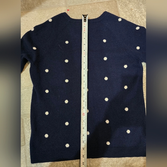 CASHMERE Philosophy Polka Dot Sweater Crew Neck Navy Blue White Small Medium - Picture 14 of 14